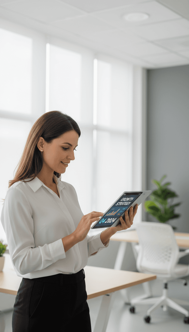 Marketing strategy review on tablet device